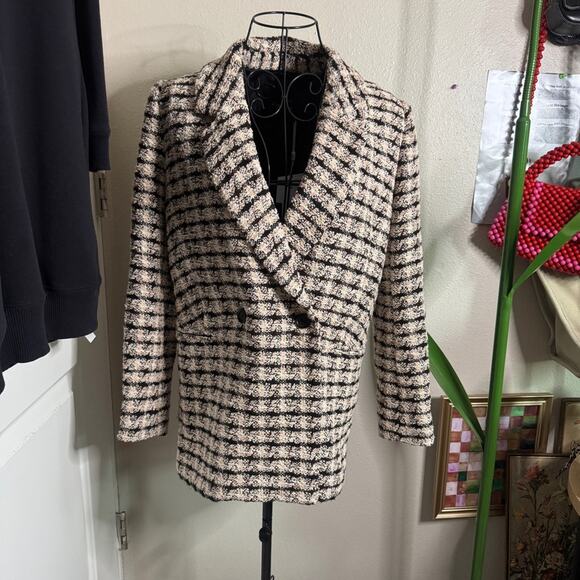Anine Bing Diana Tweed Blazer Apricot Tweed XS - Picture 1 of 7
